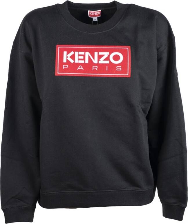 Kenzo Regular Sweatshirt met Multicolor Geborduurd Logo Zwart