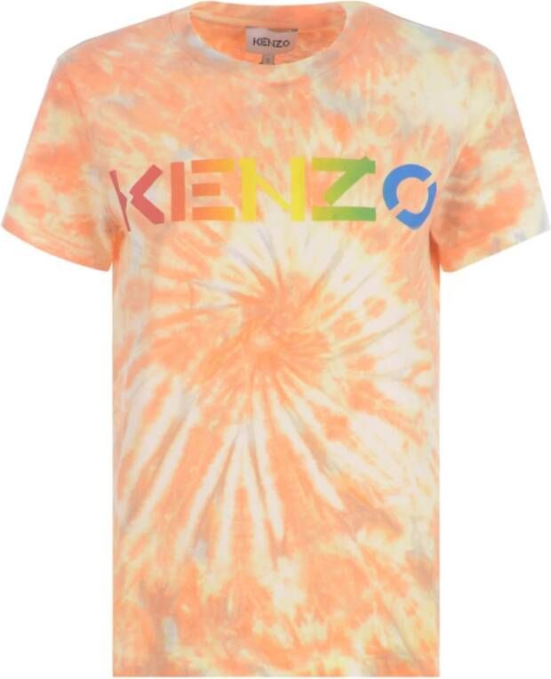 Kenzo Logo-Print Tie-Dye T-Shirt Orange Dames
