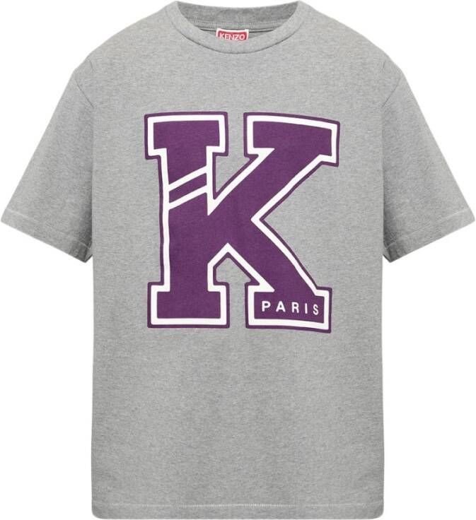 Kenzo Logo Print Katoenen T-shirt met Ronde Hals Grijs Heren