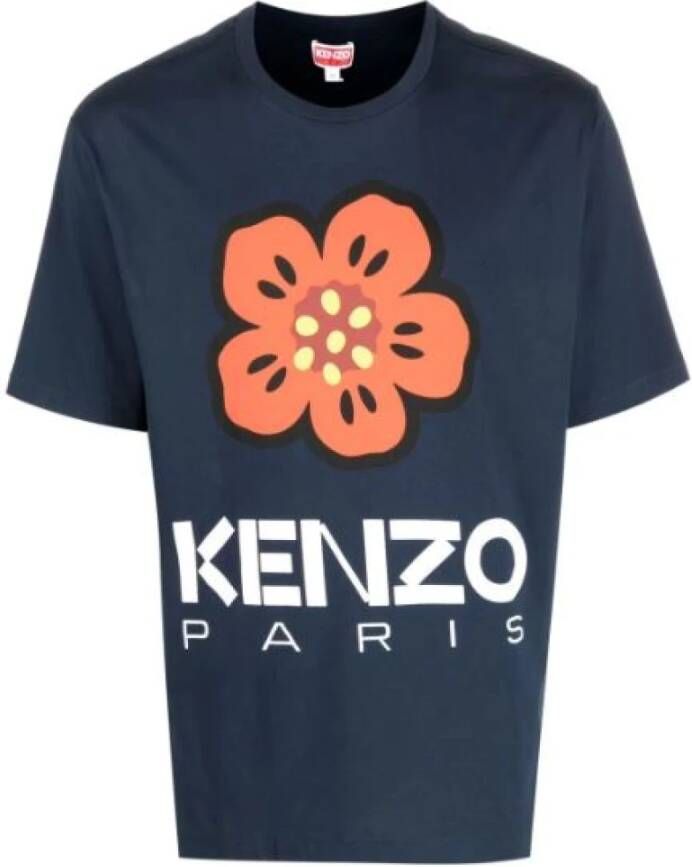 Kenzo Bloemenprint Ronde Hals T-shirt Blue Heren