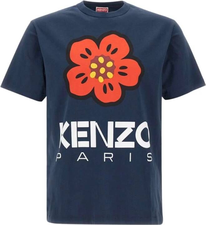 Kenzo Bloemenprint Ronde Hals T-shirt Blue Heren