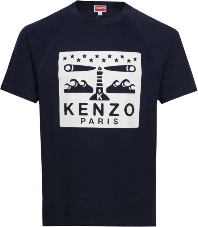 Kenzo Logo-Print Heren T-Shirt Blauw Heren