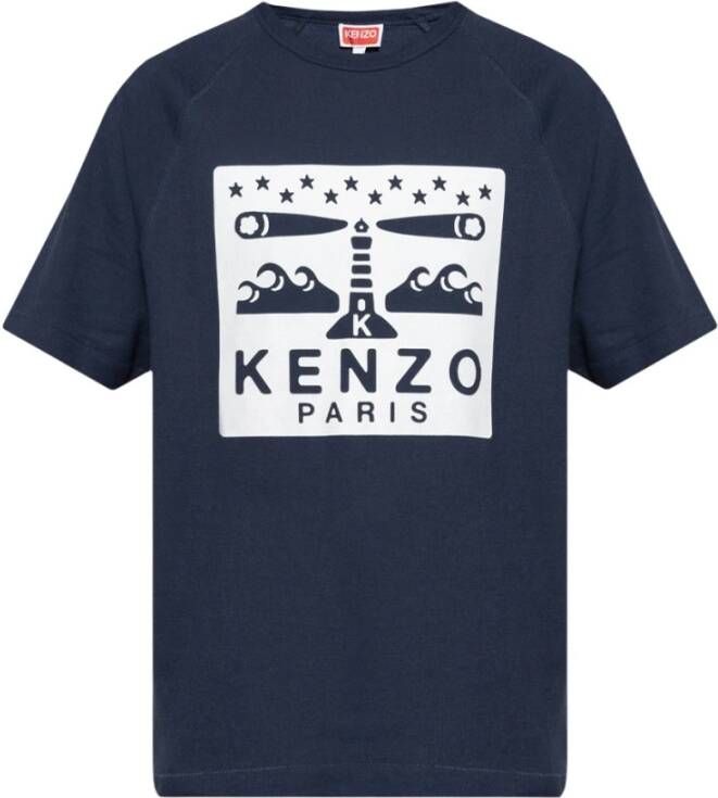 Kenzo Logo-Print Heren T-Shirt Blauw Heren