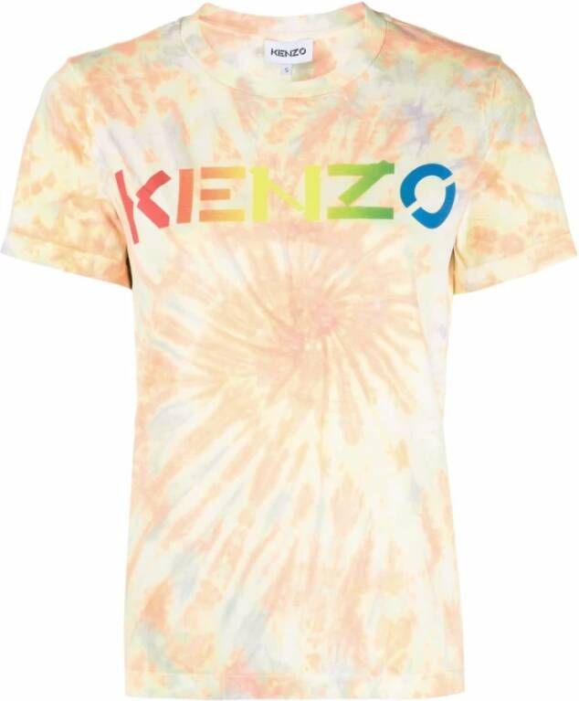 Kenzo Logo-Print Tie-Dye T-Shirt Orange Dames