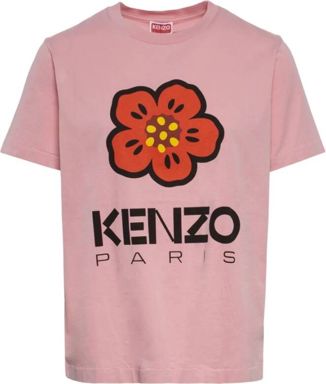 Kenzo Roze Katoenen T-shirt met Contrasterende Kleur Roze Dames