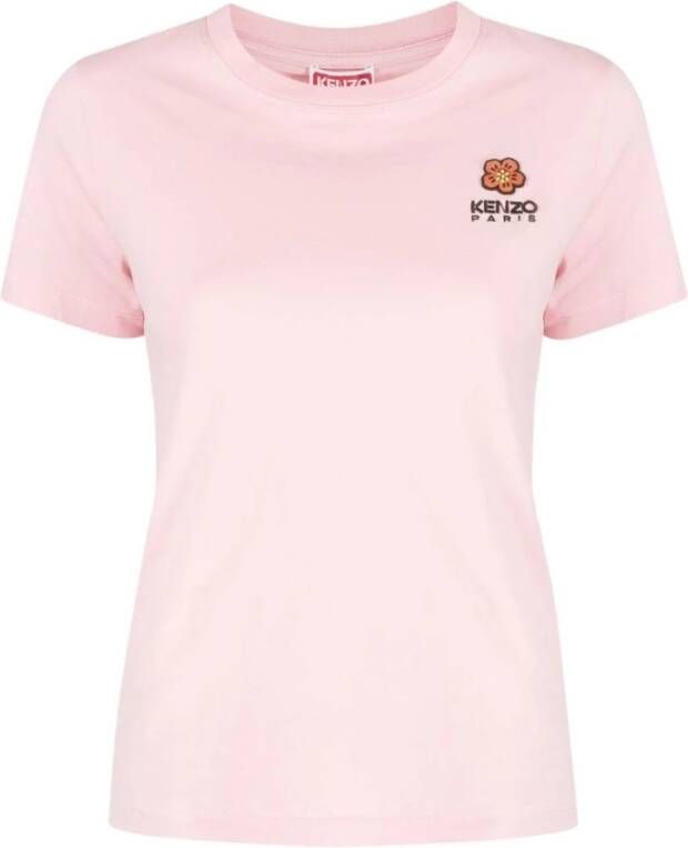 Kenzo Roze Logo-geborduurd T-shirt voor modebewuste vrouwen Roze Dames