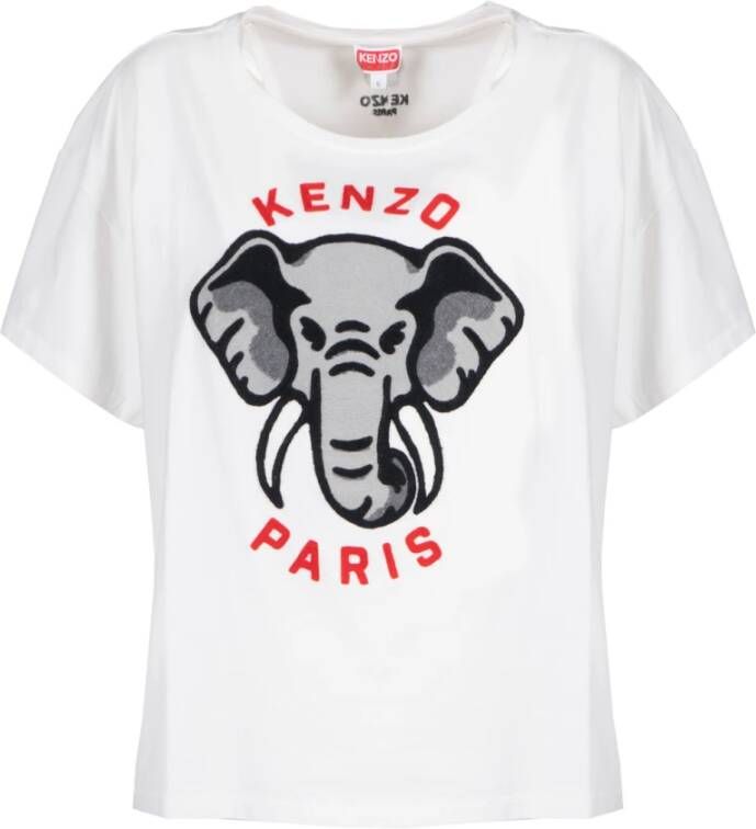 Kenzo Ontspannen T-shirt met geborduurde olifant White Dames