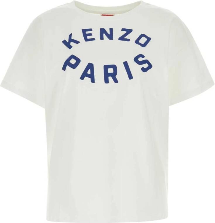 Kenzo Witte Katoenen T-shirt met Bedrukt Logo Wit Dames