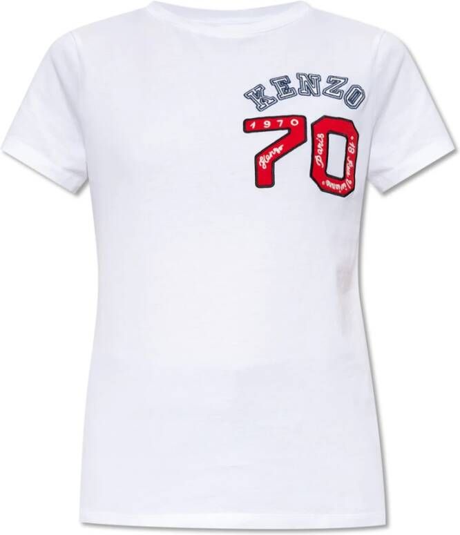 Kenzo Logo-Print Crew-Neck T-Shirt voor Dames Wit Dames