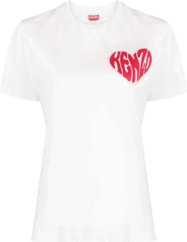 Kenzo Logo-print Katoenen T-shirt White Dames