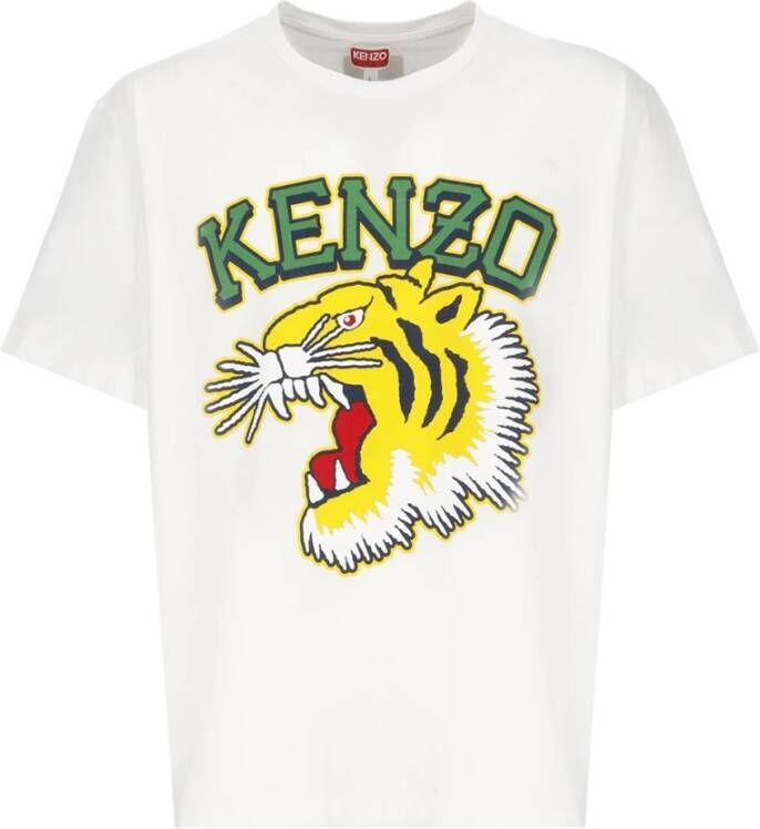 Kenzo Witte Tijgerprint T-shirt White Heren