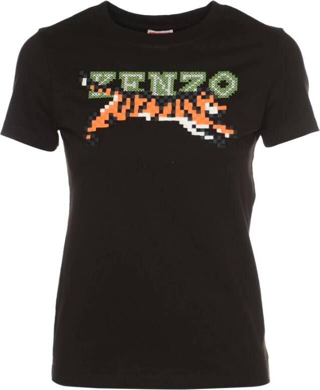 Kenzo Zwarte Pixel Classic T-shirts en Polos Black Dames