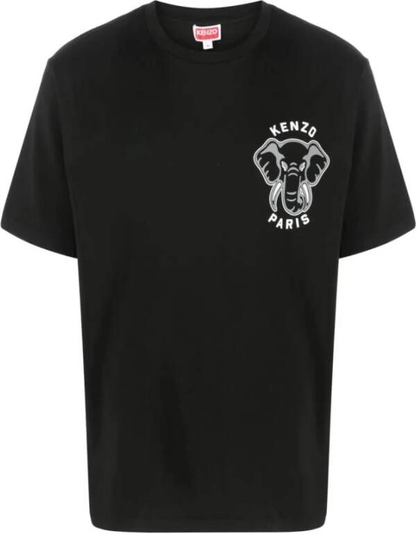 Kenzo Logo-Print Katoenen T-Shirt voor Heren Zwart Heren