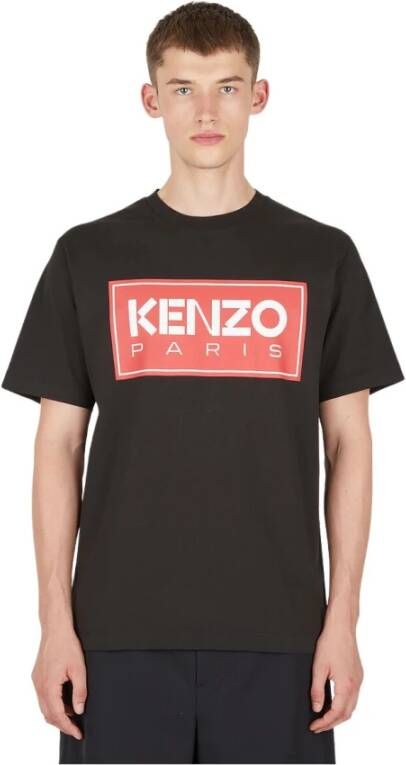 Kenzo T-shirt met korte mouwen en opvallende logo print Zwart Heren