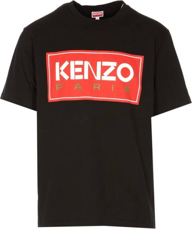 Kenzo T-shirt met korte mouwen en opvallende logo print Zwart Heren
