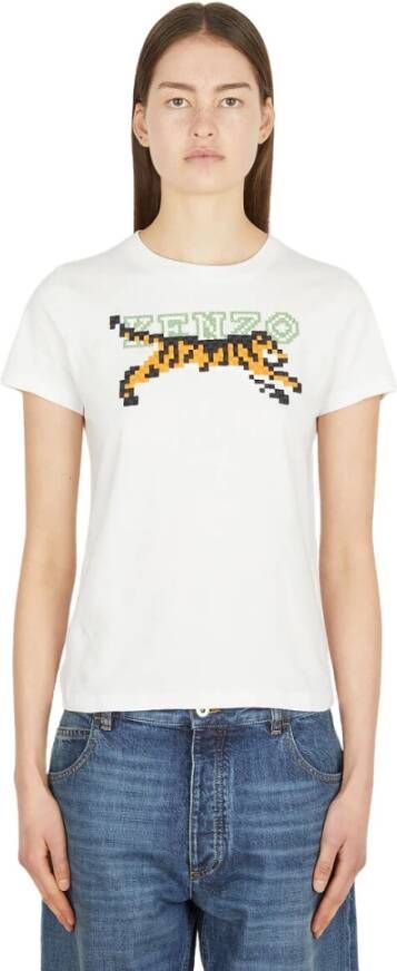 Kenzo Tiger Pixel T-Shirt Wit Dames