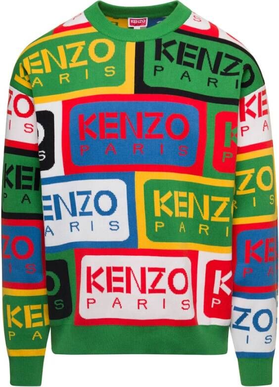 Kenzo MultiColour Logo Print Sweater Meerkleurig Heren