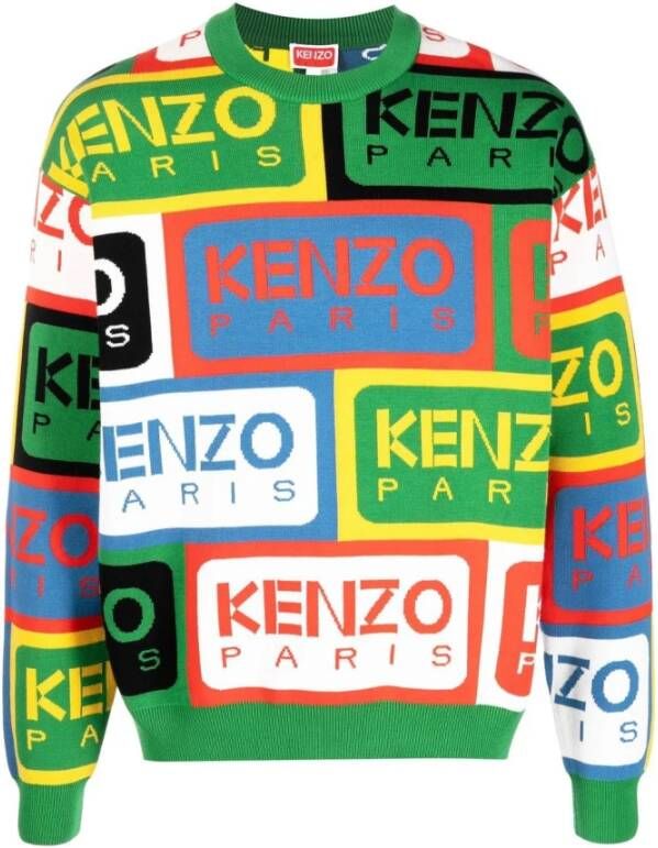 Kenzo MultiColour Logo Print Sweater Meerkleurig Heren