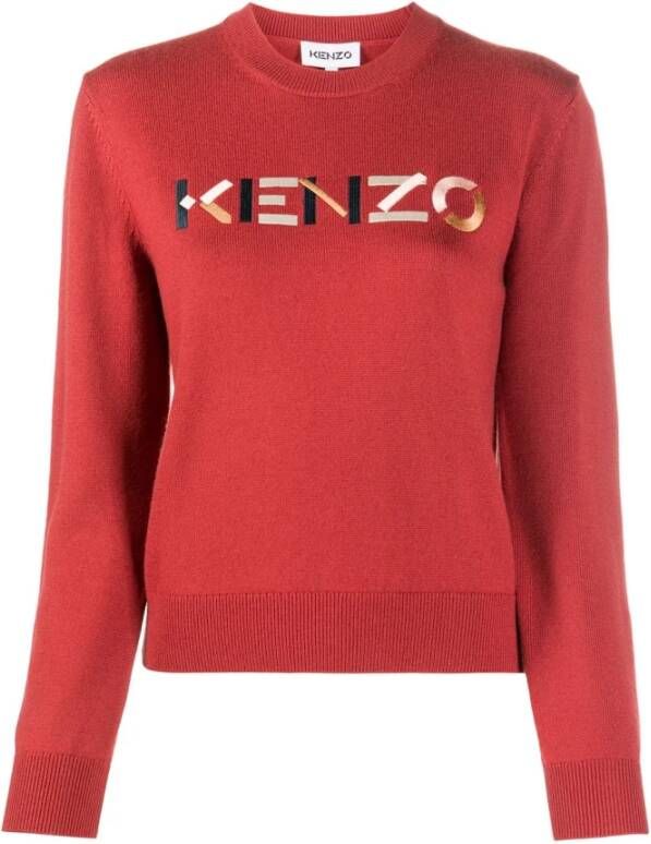 Kenzo Gezellige en stijlvolle wollen logo trui Rood Dames