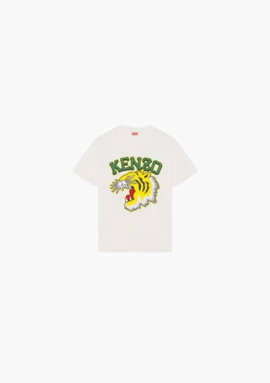 Kenzo Varsity Jungle Tiger Print Oversized T-Shirt White Heren