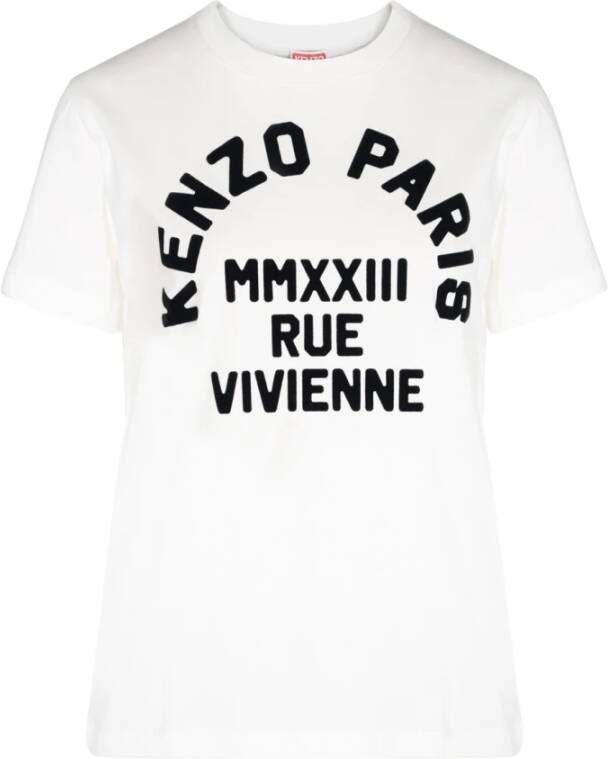 Kenzo Witte Loose Tshirt met Paris Logo White Dames