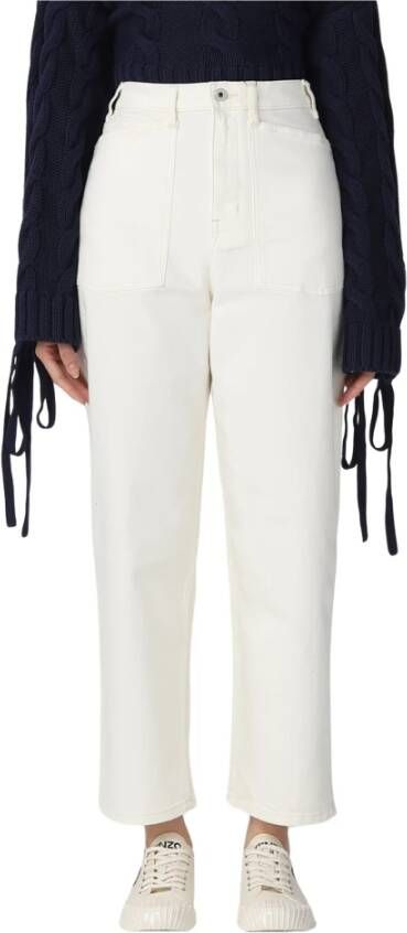 Kenzo Witte Katoenen High-Waisted Straight Jeans White Dames