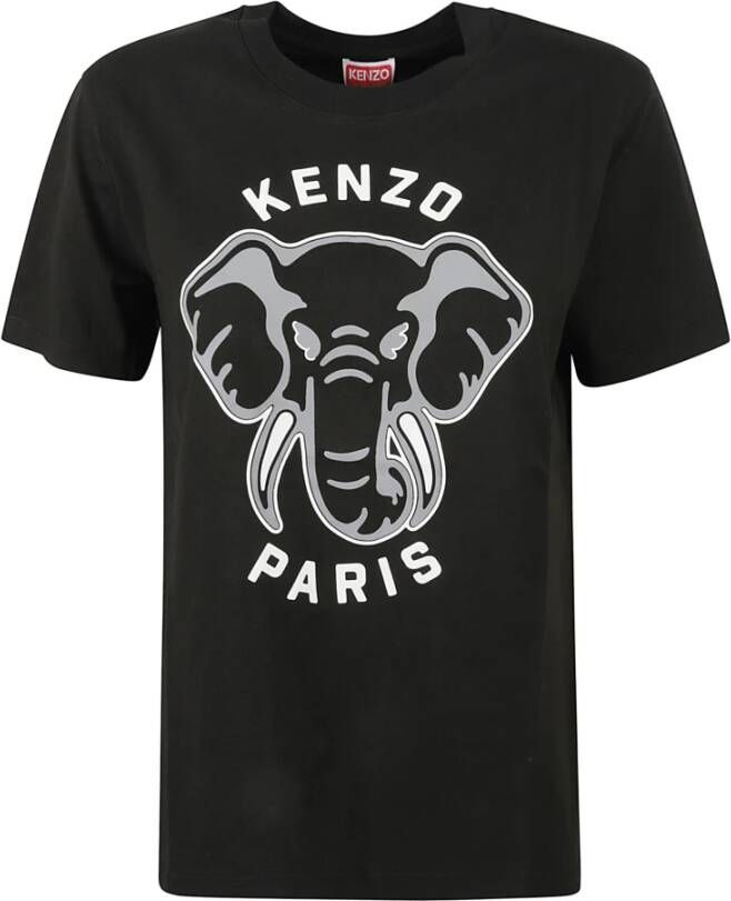 Kenzo Zwarte Varsity Jungle Geborduurde T-shirt Black Dames