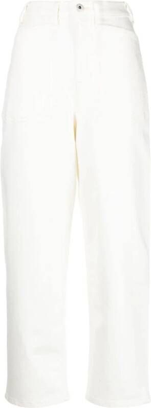 Kenzo Witte Katoenen High-Waisted Straight Jeans White Dames