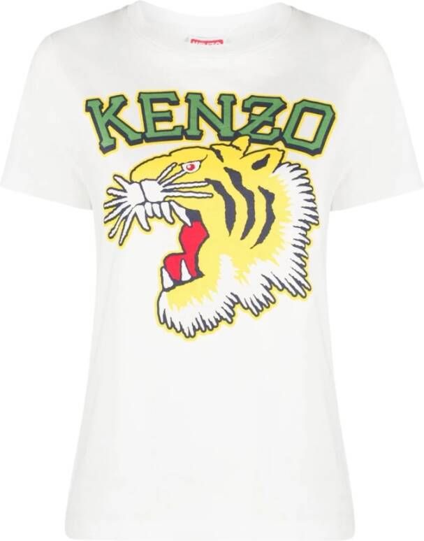 Kenzo Witte Katoenen T-shirt met Voorprint White Dames