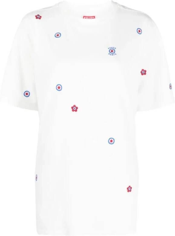 Kenzo Wit Target Geborduurd T-Shirt voor Dames Wit Dames