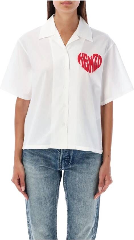 Kenzo Witte Heart Bowling Shirt voor Dames White Dames