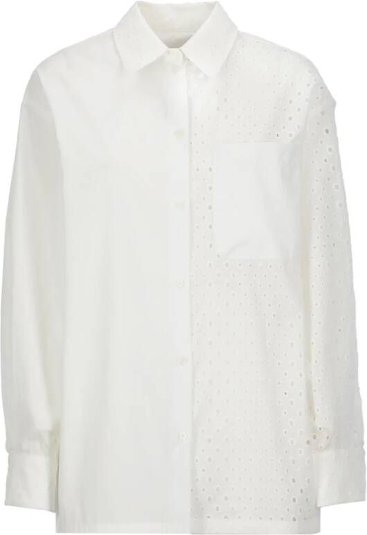 Kenzo Witte Katoenen Overhemd met Sangallo Kant Details Wit Dames