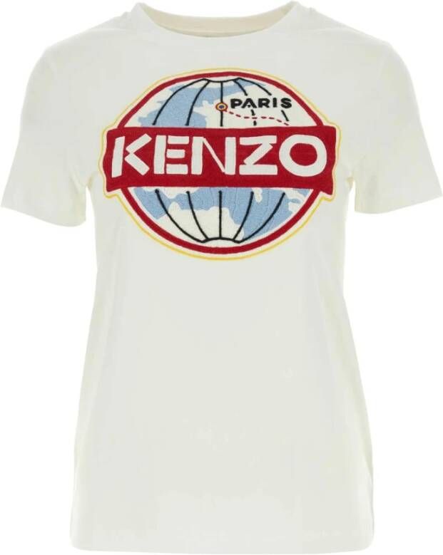 Kenzo Witte T-shirts en Polos met Geborduurd Insigne White Dames