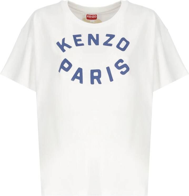 Kenzo Witte Katoenen T-shirt met Bedrukt Logo Wit Dames