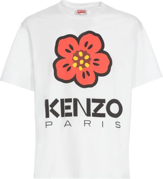 Kenzo Witte Katoenen T-shirt met Boke Bloem Ontwerp Wit Heren