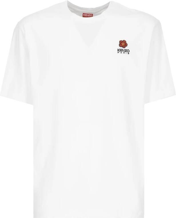 Kenzo Witte Katoenen T-shirt met Boke Bloemenpatch White Heren
