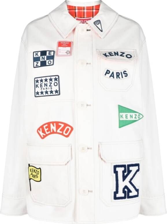 Kenzo Witte Logo Jas Stijlvol en Comfortabel White Heren