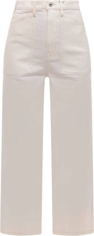 Kenzo Witte Ss23 Geribbelde Crew-neck Jeans White Dames