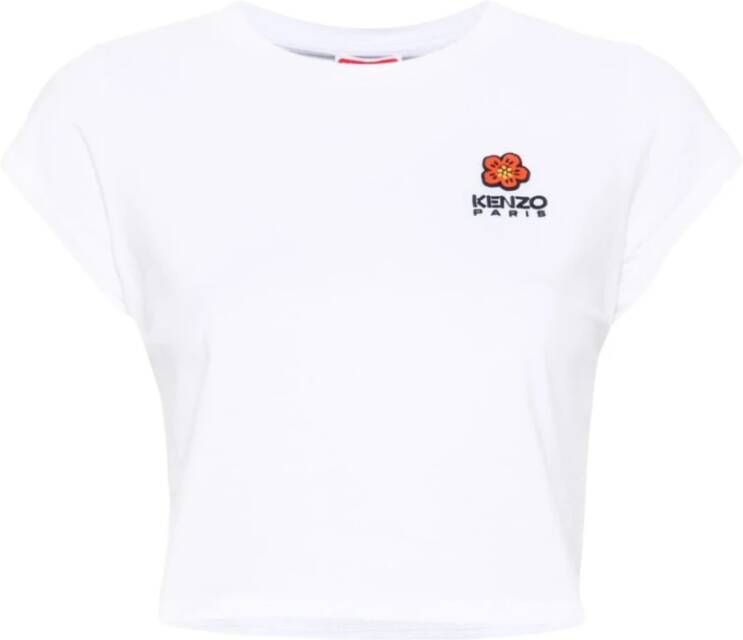 Kenzo Witte T-shirts en Polos met Geborduurd Badge White Dames
