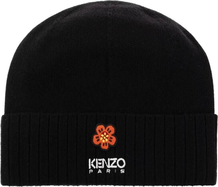 Kenzo Zwarte wollen hoed met 'Boke Flower' embleem Zwart Heren