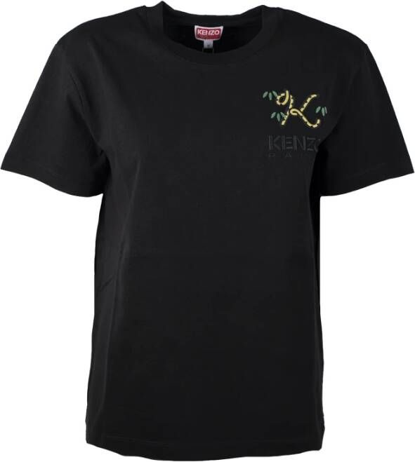 Kenzo Zwart Crest Logo Loose T-Shirt Zwart Dames