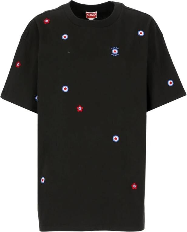 Kenzo Zwart Katoenen Oversized T-shirt met Target Borduursels Zwart Dames