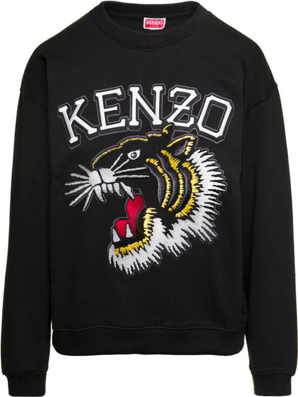 Kenzo Sweatshirt met Jungle Borduursel en Tijgerhoofd Motief Black Dames