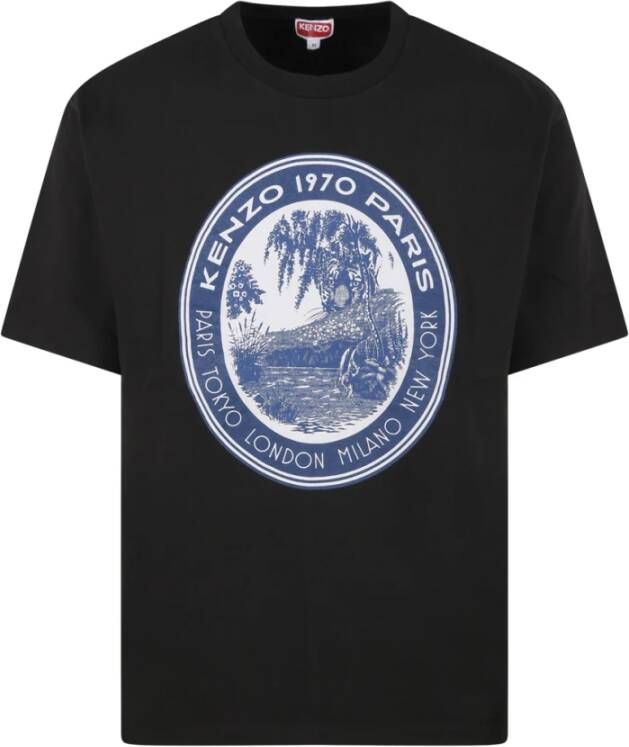 Kenzo Zwart Tiger Patch Oversize T-Shirt Zwart Heren
