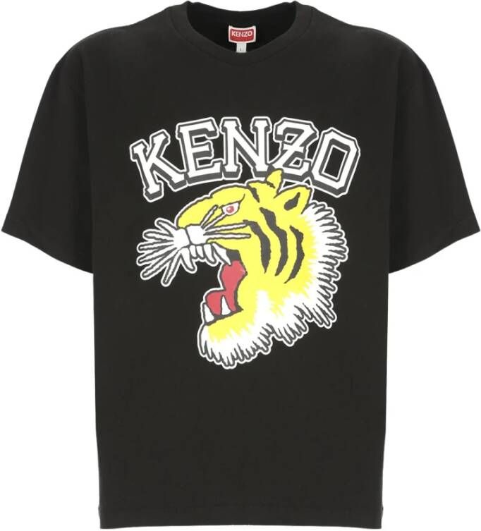 Kenzo Zwart Tiger Varsity Jungle Print T-shirt voor Heren Zwart Heren