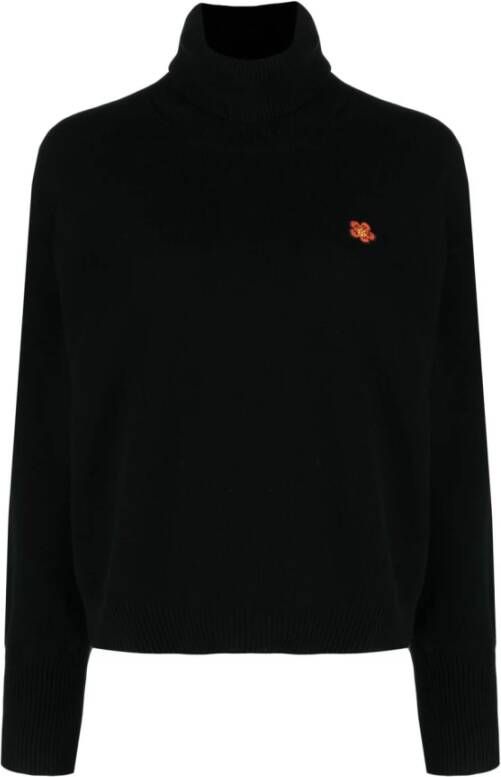 Kenzo Zwarte Boxy Crest Turtle Neck Sweater Black Dames