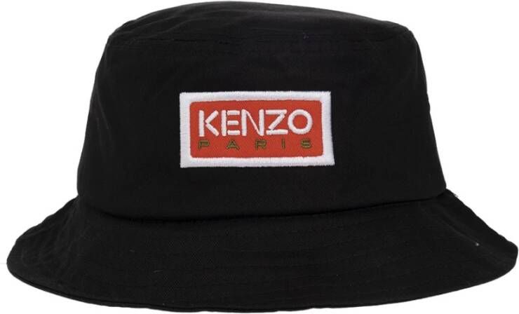 Kenzo Stijlvolle Logo-Geborduurde Bucket Hoed Black Dames