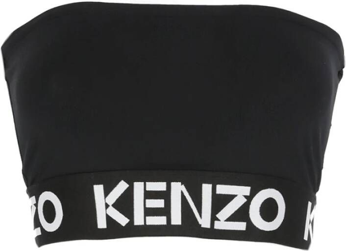 Kenzo Zwarte Crop Top met Logo Detail Zwart Dames