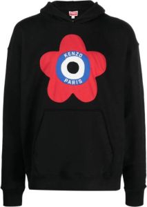Kenzo Zwarte Hoodie met Logo-Borduursel en Boke Flower Motief Zwart Heren