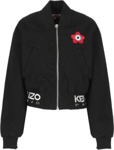 Kenzo Zwarte Katoenen Bomberjack met Contrasterend Logo Zwart Dames